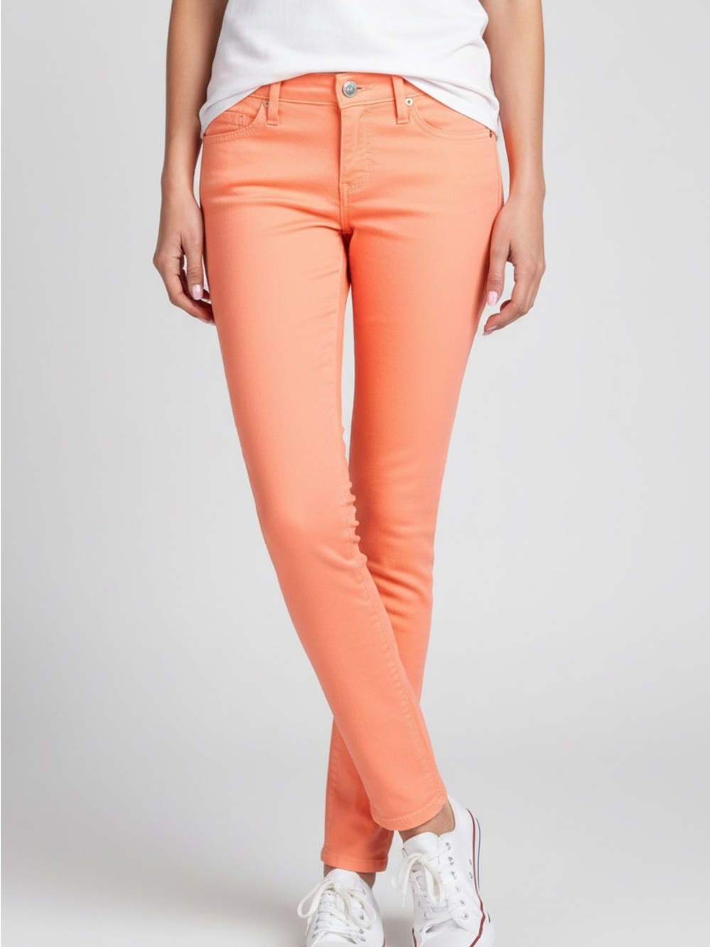 Angry Rabbit Skinny Jeans in Coral Orange